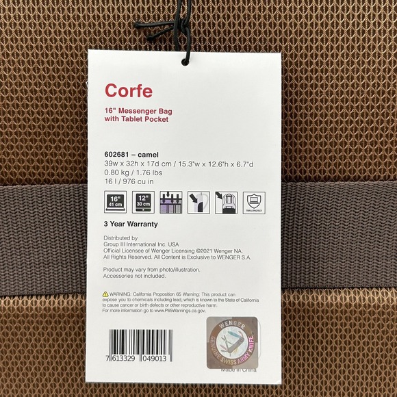 Wenger Water Repelling Waxed Canvas Messenger Shoulder Bag Brown 16in Laptop - Picture 15 of 15